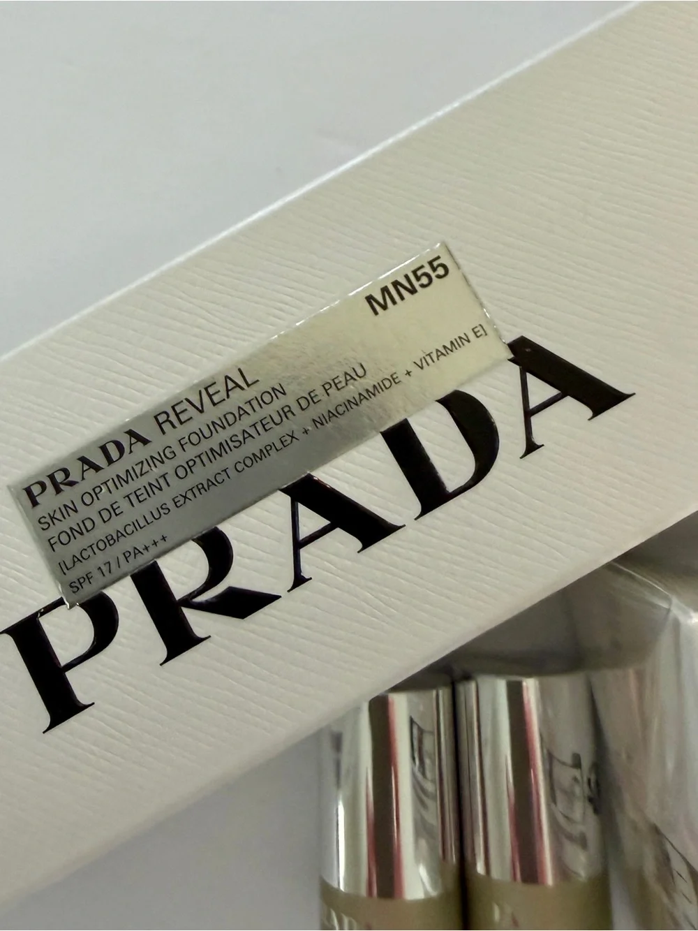 Prada Beauty Bundle NIB: Reveal Foundation, Augmented Skin Cream, 2 Banana balms